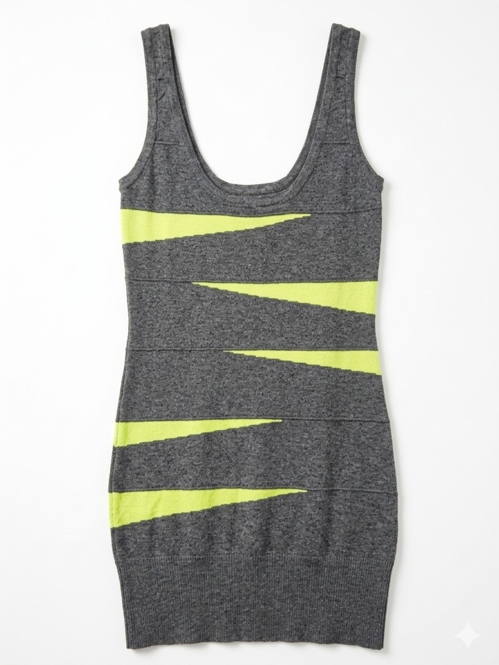 Windsor Gray Knit Mini Dress with Lime Chevron Stripes